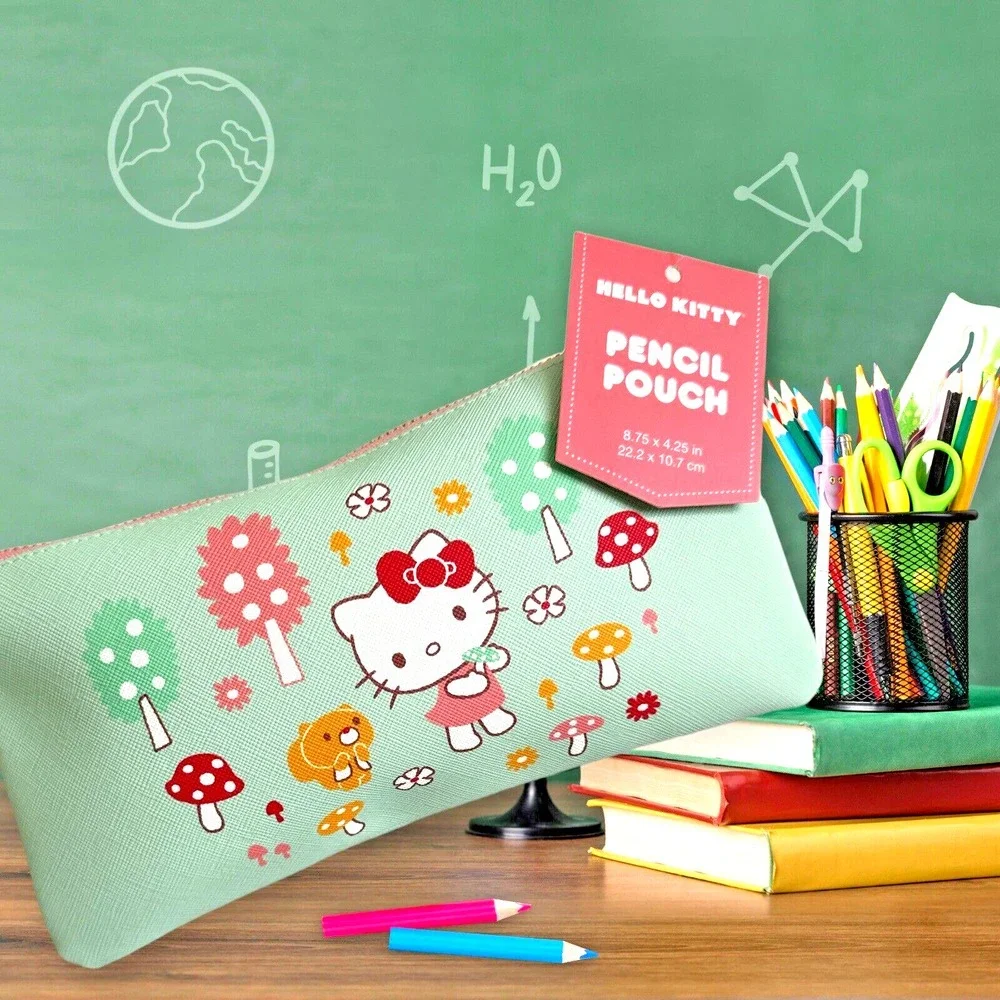 Sanrio Hello Kitty School‎ Zipper Mushroom Pencil Pouch - Mint/8.75x4.25